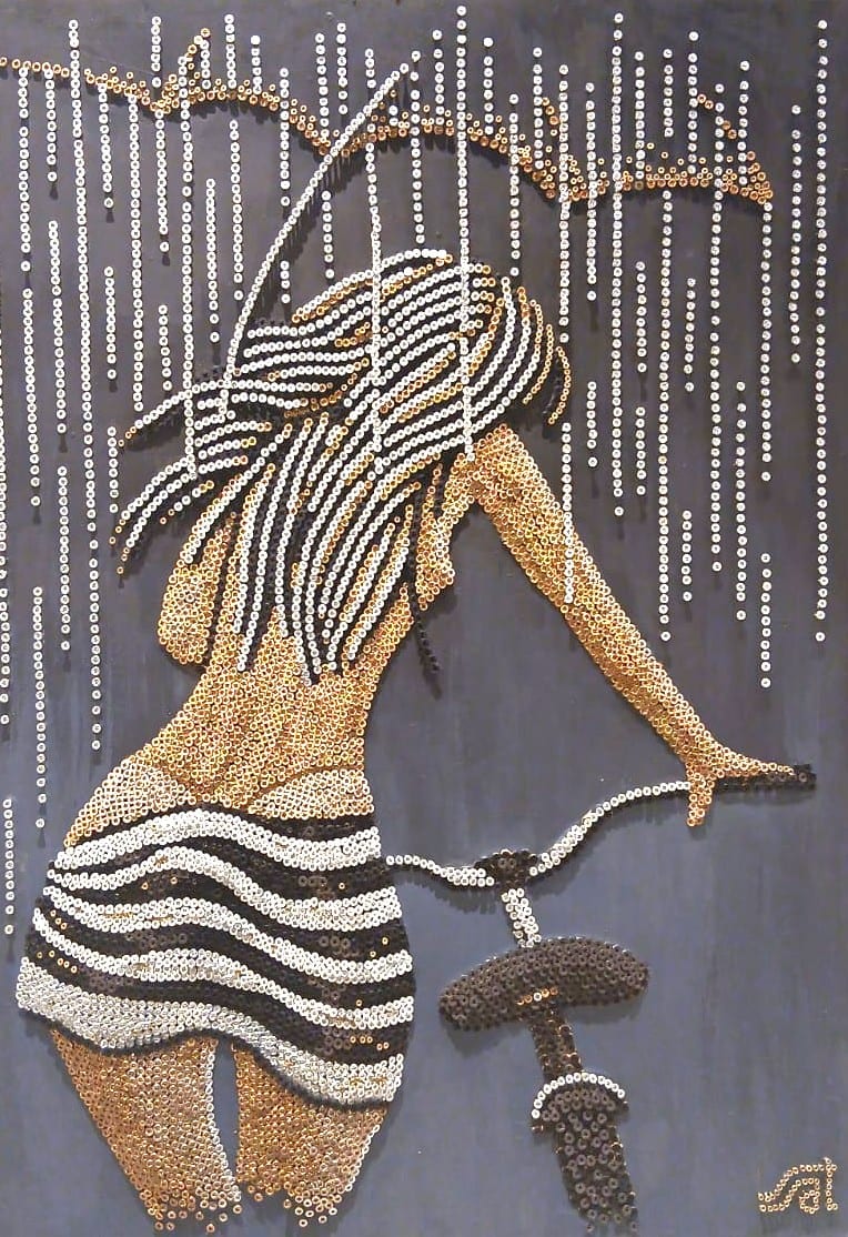 The Rain, Industrial screws, mosaic by Saimir Strati